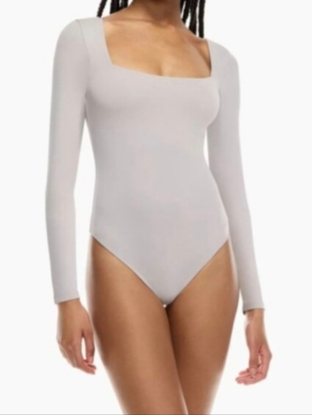 Aritzia Babaton Square Neck Thong Bodysuit In Azul Grey small